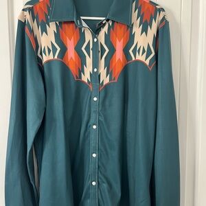 Ranch Dressn Teal and Multicolor Western Shirt